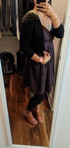 H & M black cardigan with gold studs